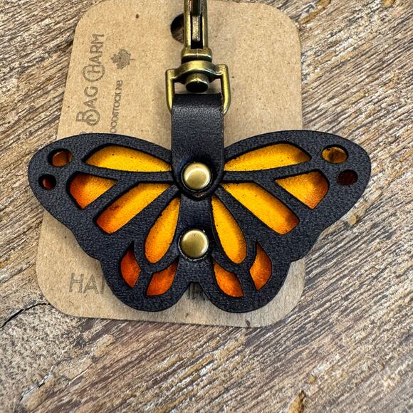Butterfly Charm Genuine Leather Purse Charm Butterfly Keychain Crossbody NEW - Picture 5 of 6